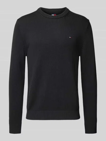 Sweter z dzianiny o kroju regular fit z czystej bawełny Tommy Jeans czarny
