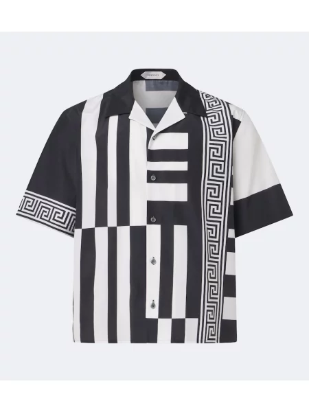 Cămașă Versace de mătase cu imagine negru