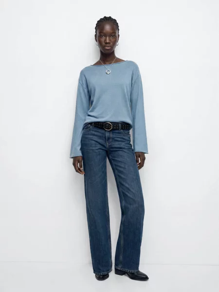 Sweter z cienkiej dzianiny z cekinami Teen S MANGO TEEN niebieski