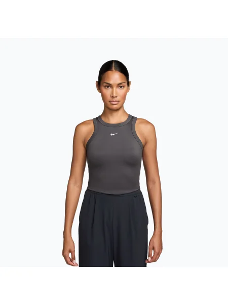 Tricou pentru femei Nike One Fitted Dri-Fit Cropped Tank thunder grey/white alb