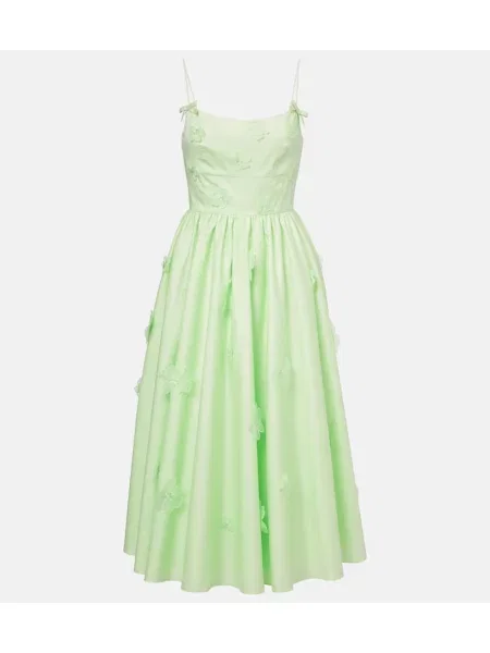 Rochie midi Self-portrait cu model floral până la genunchi din poplin verde