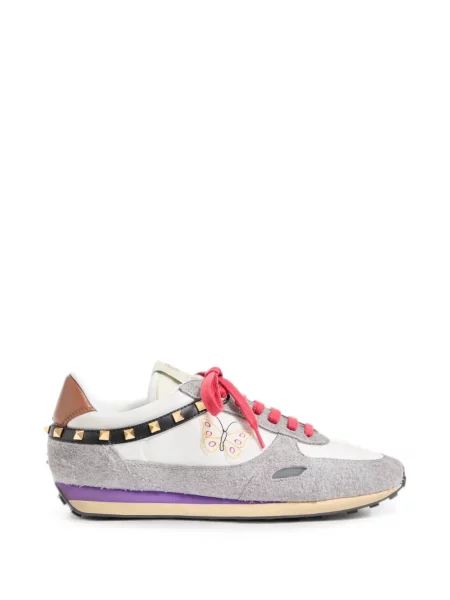 Sneakerși Valentino Garavani cu broderie din piele alb