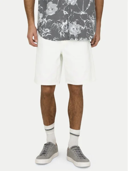 Only & Sons Дънкови шорти Fade бял