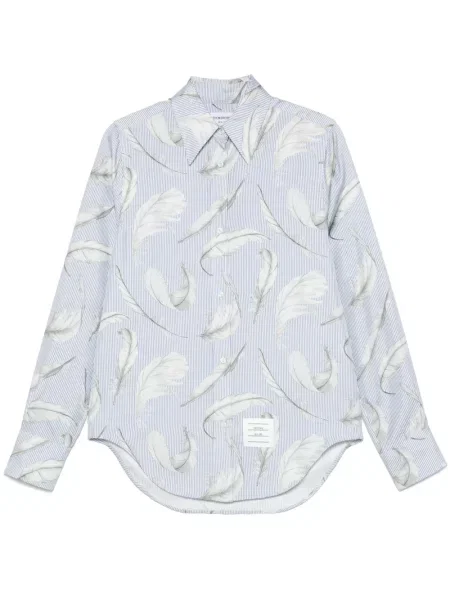 Cămașă Thom Browne de mătase cu pene albastru