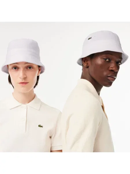 Lacoste Kapelusz Typu Wiadro Z Piki biały