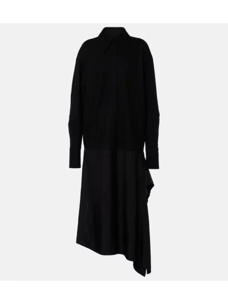 Rochie tip cămașă Jil Sander de lână de costum negru