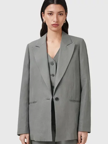 AllSaints blazer din amestec de in AVERIE un singur rand de uni gri