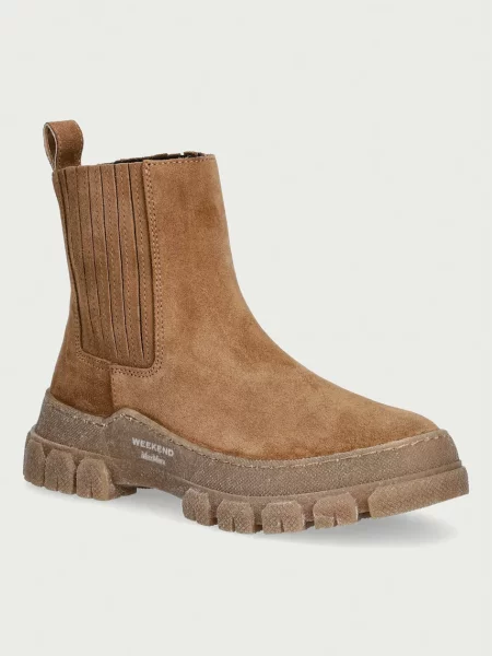 Weekend MaxMara Ghete chelsea Genepi | piele întoarsă maro