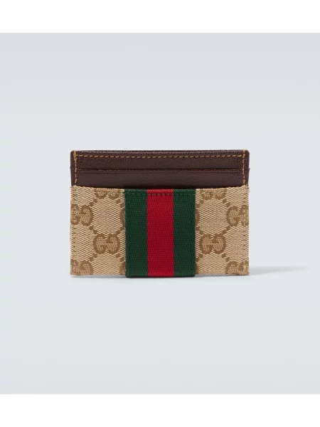 Platno denarnica Gucci s črtami bež