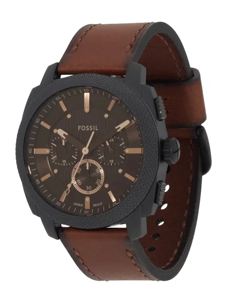 FOSSIL Analógové hodinky MACHINE gaštanová / čierna hnedá