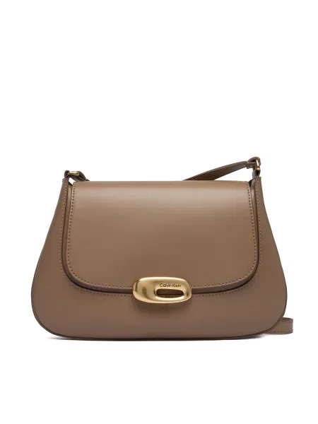 Calvin Klein Дамска чанта Hardware Flap Meidum Crossbody бежов
