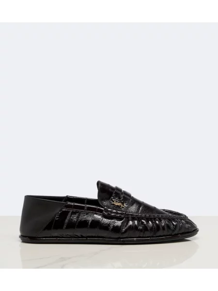 Pantofi loafer Saint Laurent din piele maro