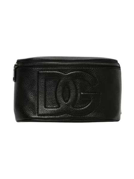 Pasek Dolce And Gabbana skórzany z logo czarny
