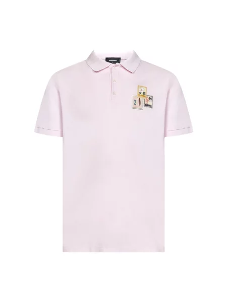 Koszulka polo Dsquared2 z naszywkami różowa