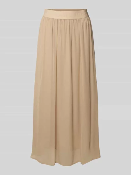 Długa spódnica z z wyhaftowanym logo model ‘SUMI’ beżowa