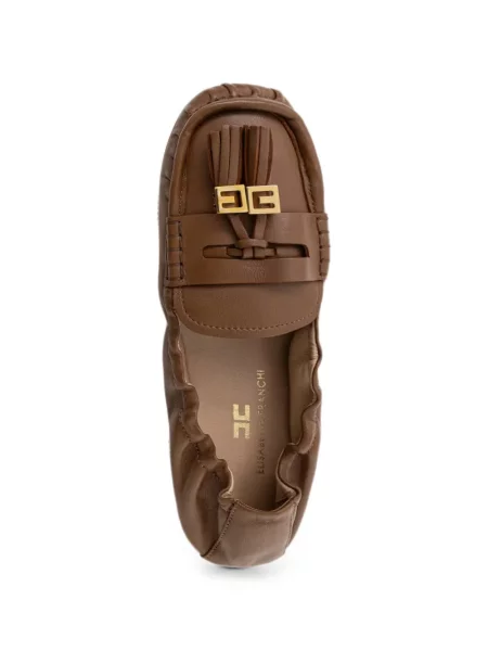Pantofi loafer Elisabetta Franchi din piele maro