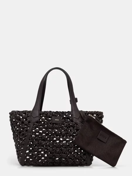 BOSS geantă shopper de damă din piele Lenah Tote W negru