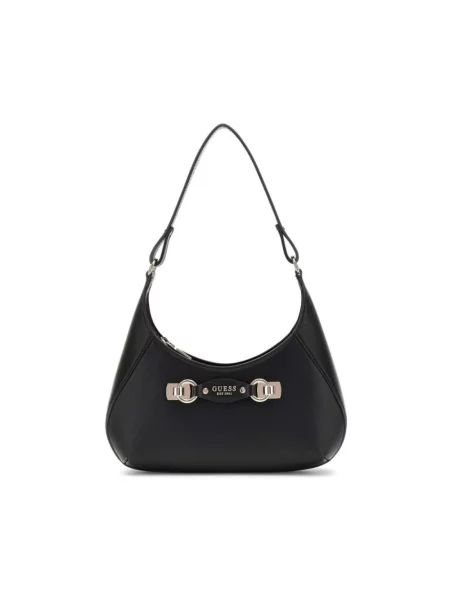 Lniana torebka Guess czarna