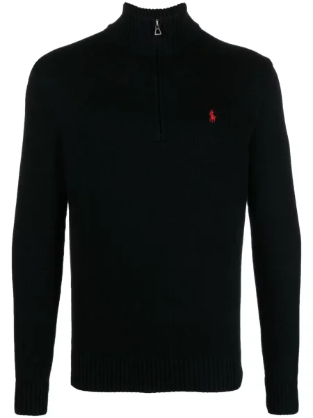 Μακρύς λινή μπλούζα Polo Ralph Lauren με κέντημα καφέ