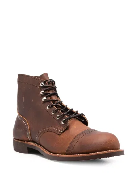 Botine Red Wing Shoes cu șireturi din piele roșu