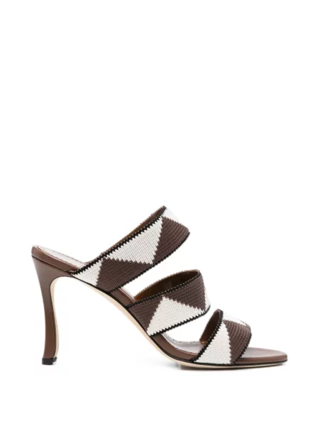 Sandale Manolo Blahnik cu imprimeu geometric maro