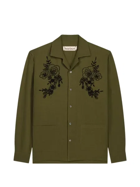 Cămașă Baziszt cu model floral verde