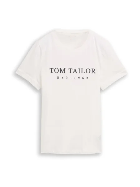 TOM TAILOR Tricou albastru marin / murdar alb