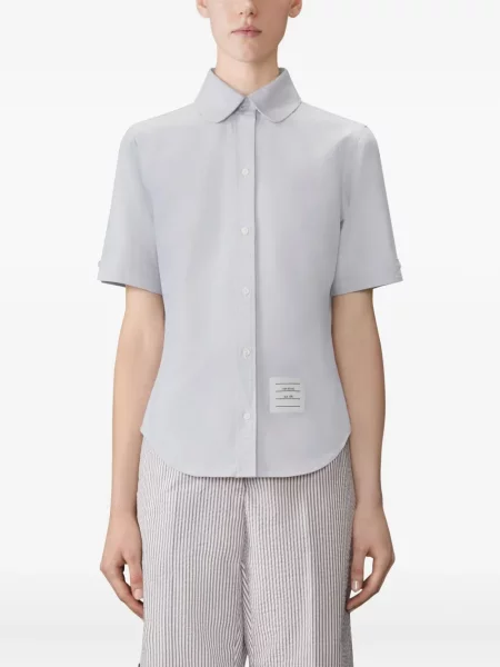 Cămașă Thom Browne din țesătură twill scurtă gri