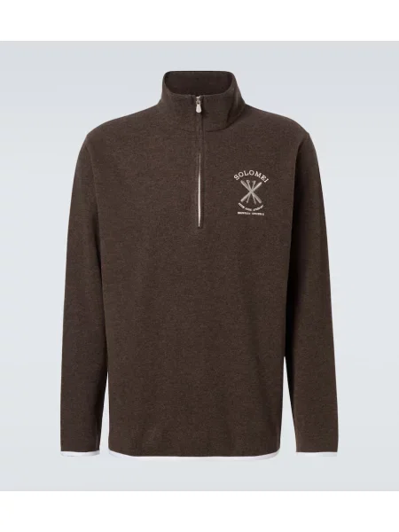 Кашмирен половин цип суитчър Brunello Cucinelli кафяво