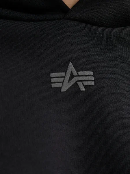Hanorac cu glugă Alpha Industries cu imagine negru