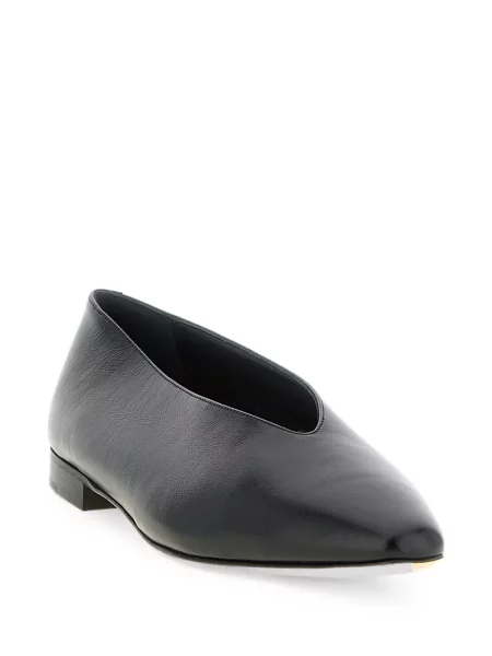 Кожени балеринки Jimmy Choo с V-образно деколте черно