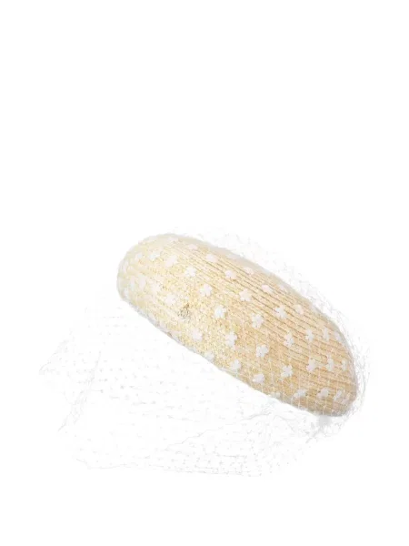 Шапка Maison Michel на цветя бяло