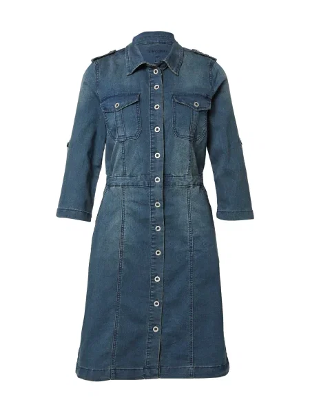 Cream Rochie tip bluză închis albastru