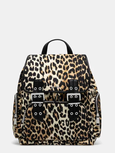 GANNI rucsac Bucky Backpack Print mare cu imprimeu maro