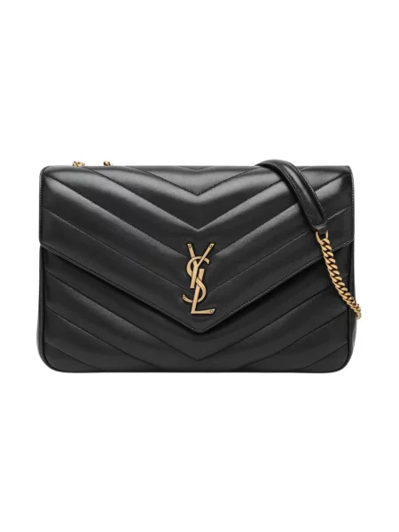 Duża torebka skórzana Saint Laurent skórzana czarna