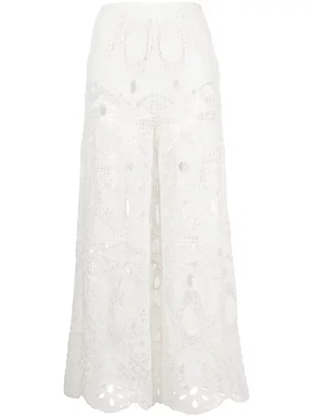 Pantaloni Cult Gaia cu broderie alb