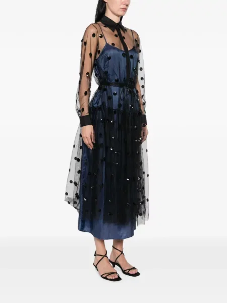 Rochie midi Psophia cu paiete din tul albastru