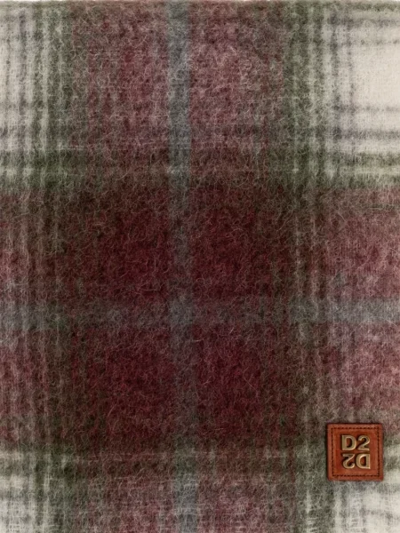 Kockás sál Dsquared2 rojtokkal piros