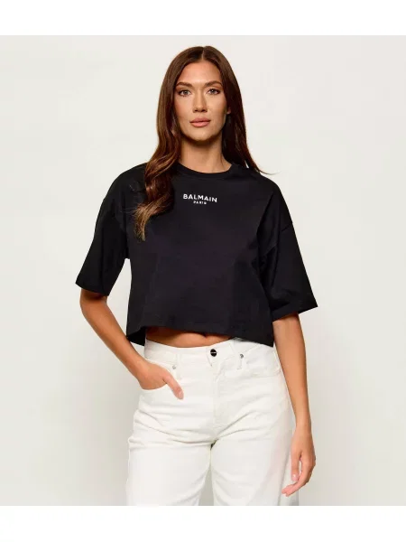 Balmain Tricou | Cropped Fit negru