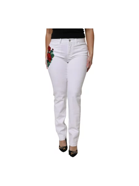 Jeansy Dolce And Gabbana w kwiatki białe