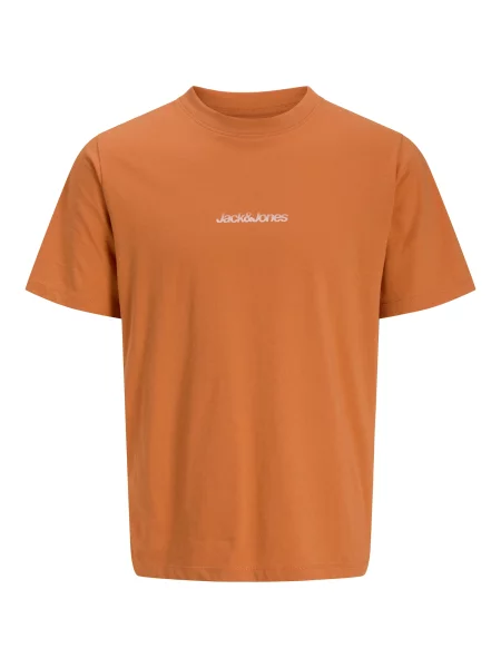 JACK & JONES Tricou JCOECHO portocaliu / negru alb