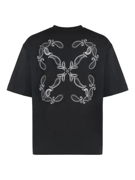 Tricou Off-white cu imagine cu model paisley cu decolteu rotund alb