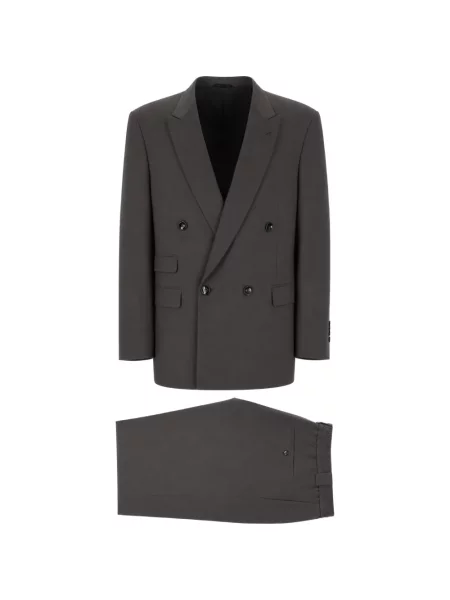 Costum Giorgio Armani de lână cu două rânduri de nasturi gri