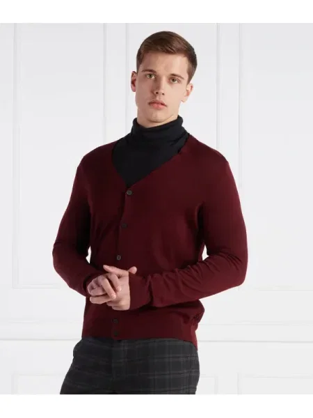 BOSS BLACK de lână cardigan mardon-l negru