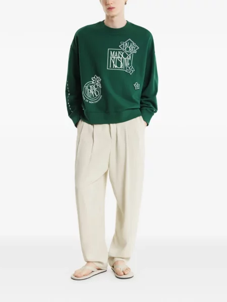 Pulover Maison Kitsune cu aplicații verde