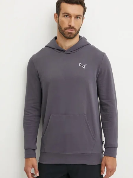 Суичър с качулка Puma с качулка сиво