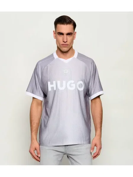 HUGO Tricou Dwild | Relaxed fit gri