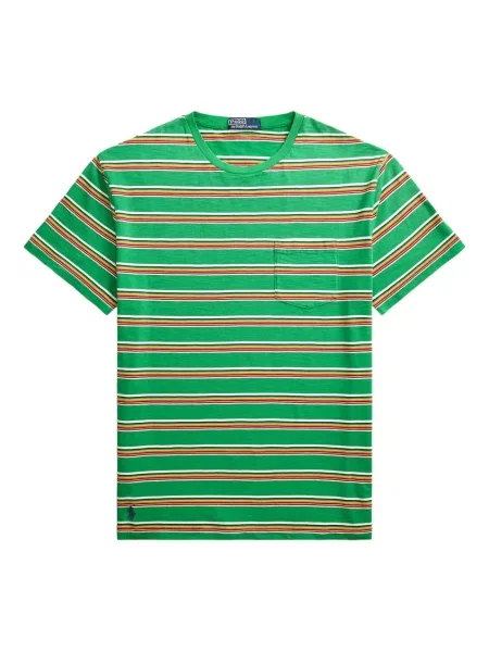 Tricou Polo Ralph Lauren din piele cu broderie în carouri maro