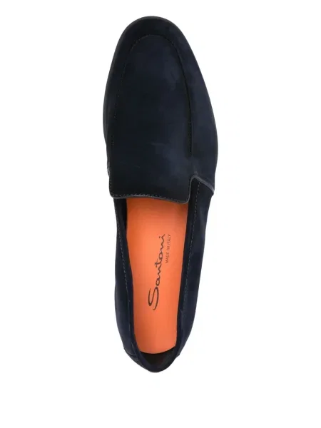 Pantofi loafer Santoni din piele de căprioară albastru