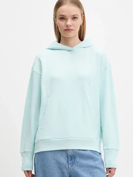 Adidas bluza All Szn French Terry turkusowy z kapturem gładka